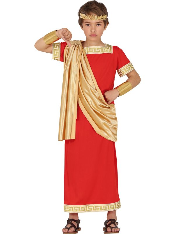 Romeins Keizer Kostuum Kinderen Rood en Goud main product photo