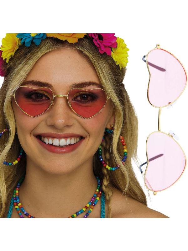 Rood Roze Hartjes Hippiebril