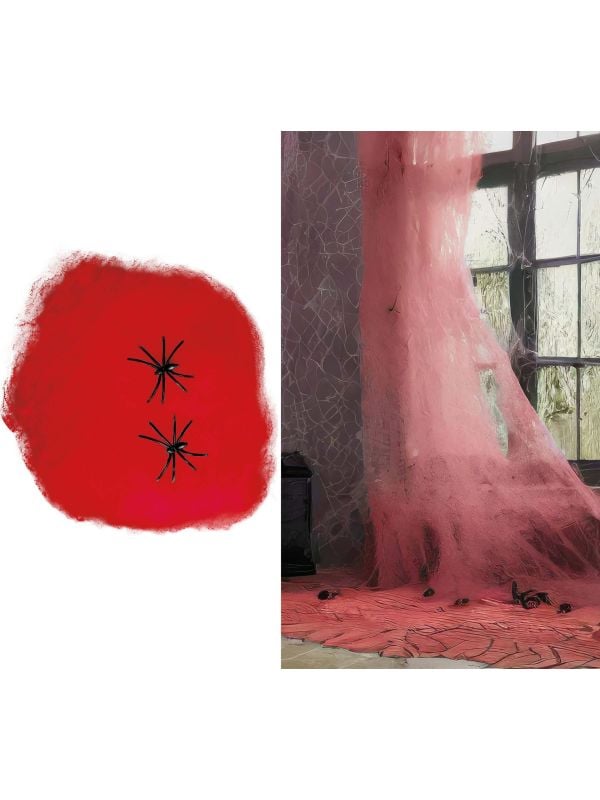 Rood spinnenweb 60g halloween