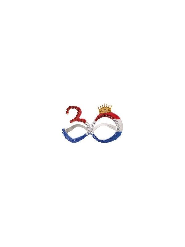 Rood-wit-blauw 30 jaar bril met kroontje main product photo