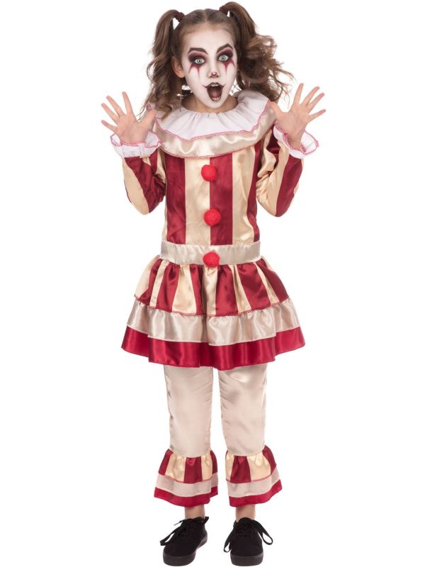 Rood Wit Gestreepte Clown Outfit Meisjes