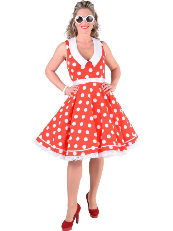 Rood witte jurk retro dames main product photo