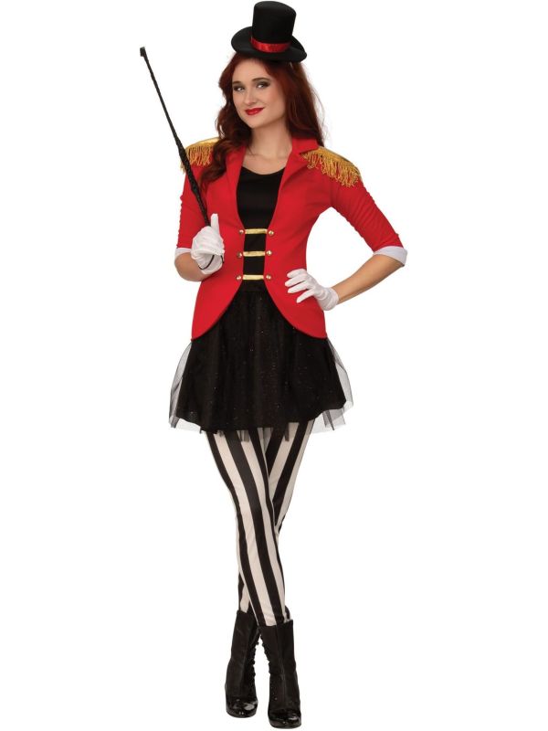 Rood Zwarte Circus Ringmeester Outfit Dames