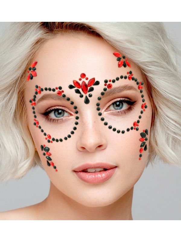 Rood Zwarte Face Jewels