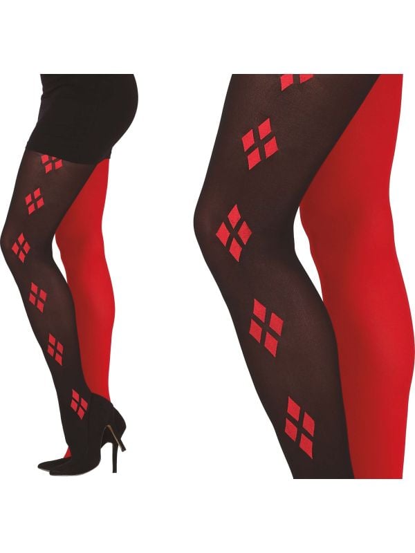 Rood zwarte Harley Quinn panty dames