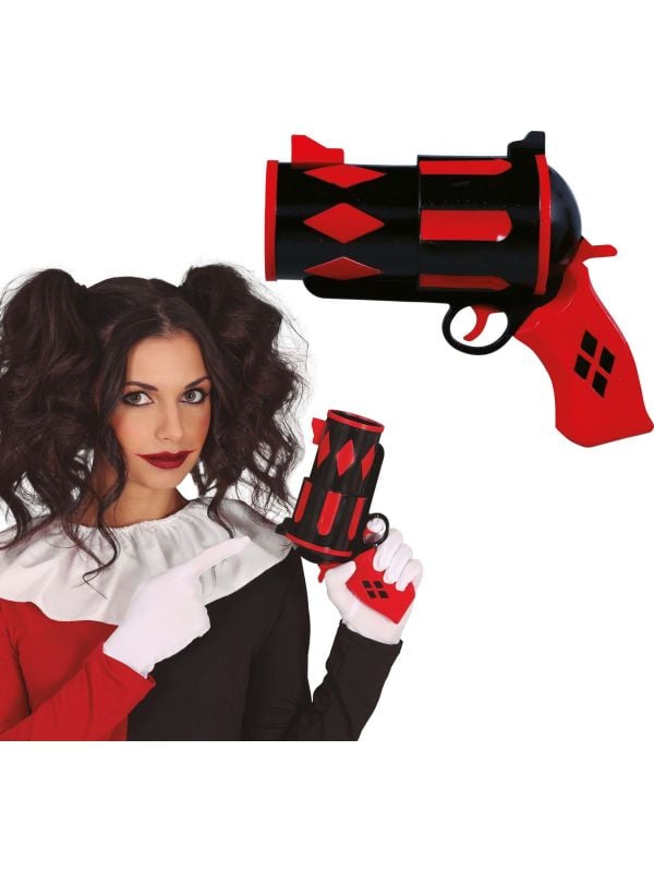 Rood/zwarte Harley Quinn pistool 20 cm halloween