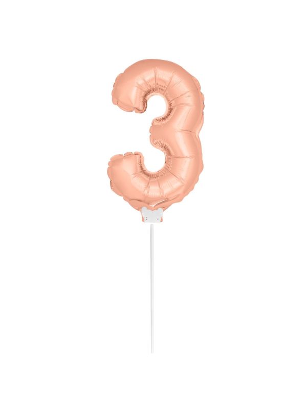 Rosé goud cijfer 3 mini folieballon main product photo