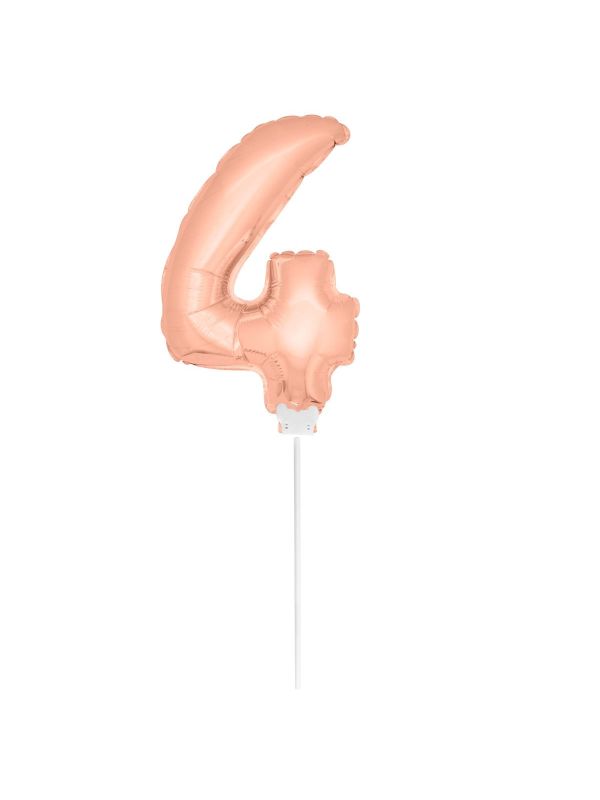 Rosé goud cijfer 4 mini folieballon main product photo
