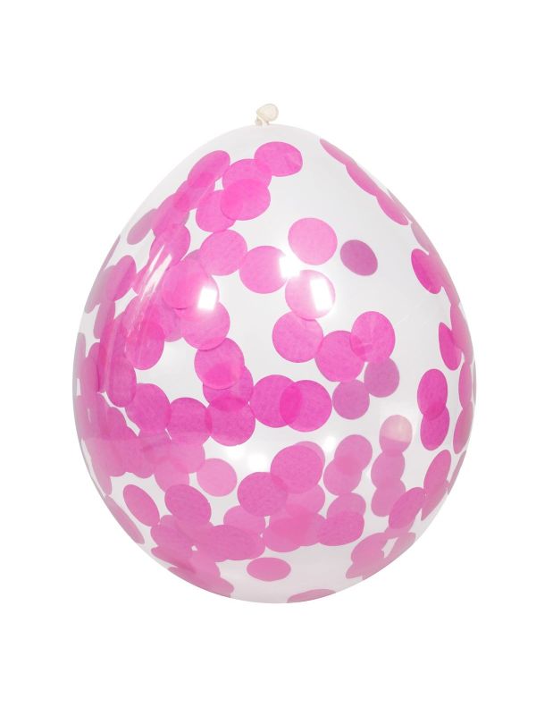 Roze confetti ballonnen 4 stuks