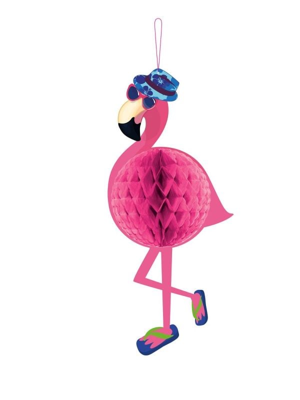 Roze flamingo honingraat decoratie
