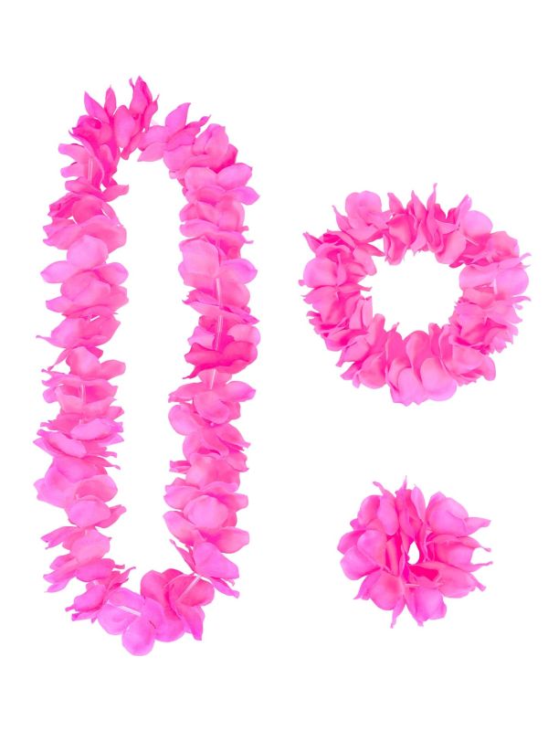 Roze Hawaii Verkleedset Bloemenkransen