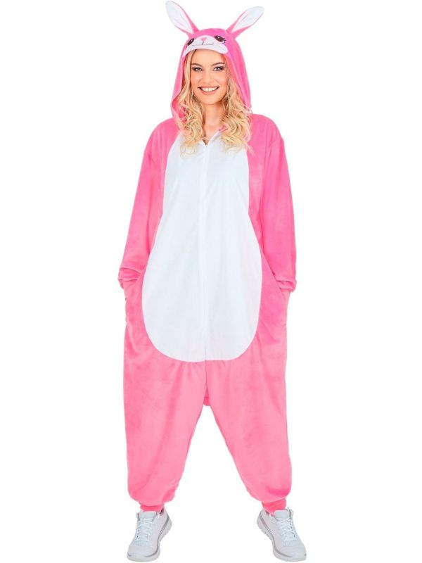 Roze Konijnen Onesie Volwassenen