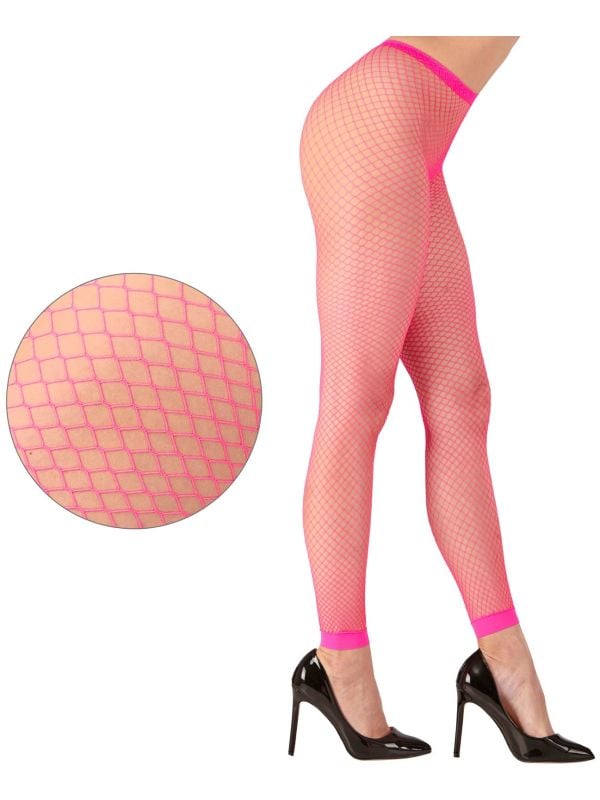 Roze neon visnet legging One-size-volwassenen