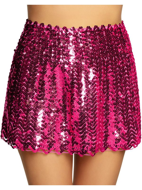 Roze Pailletten Disco Mini Rok Dames