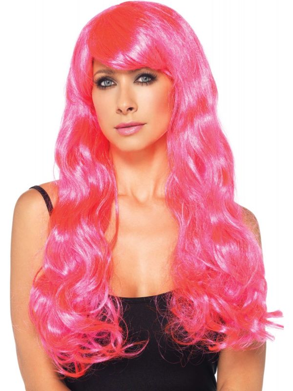 Roze pruik met krullen main product photo