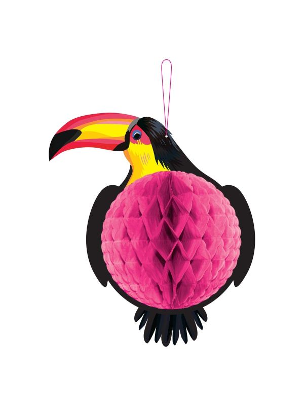 Roze toekan honingraat decoratie