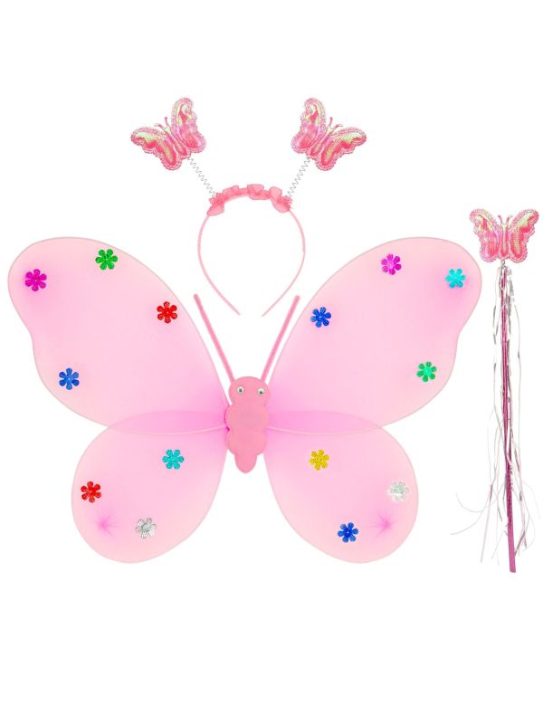 Roze Vlinder Fee Kostuumset
