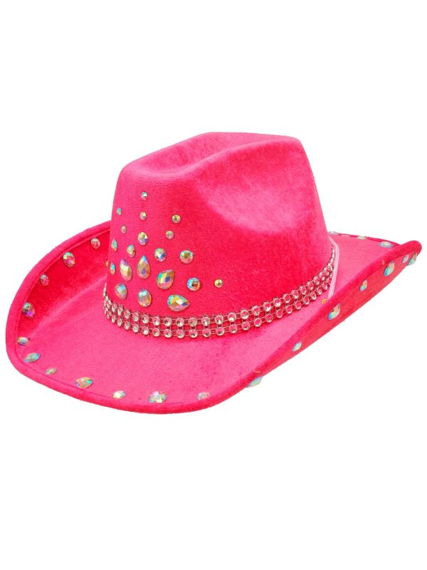 Roze Western Cowboyhoed met Strass Steentjes