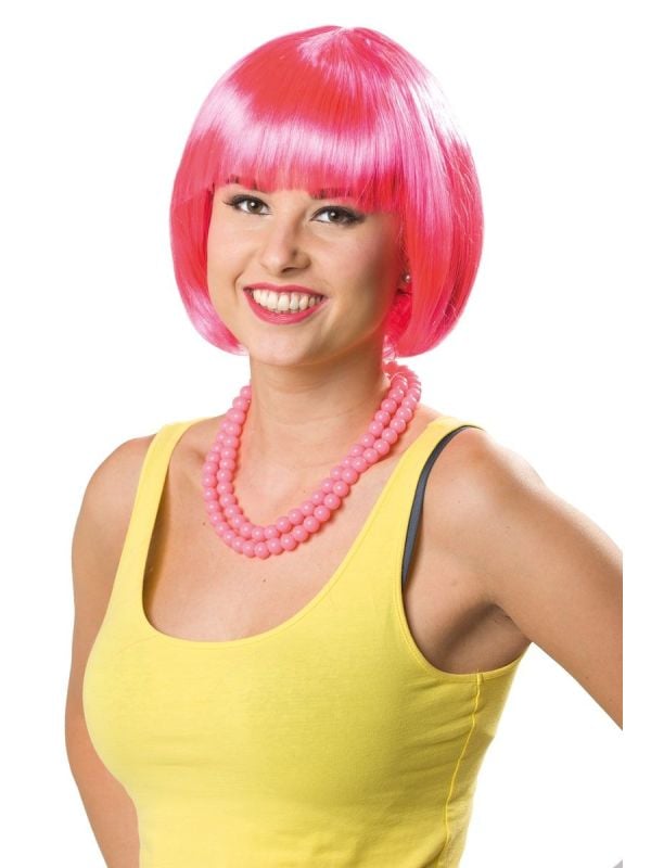 Sandy bobline pruik neon roze main product photo