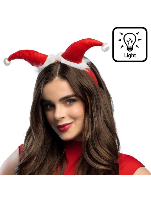 Santa Kerst Haarband Rood met LED Verlichting
