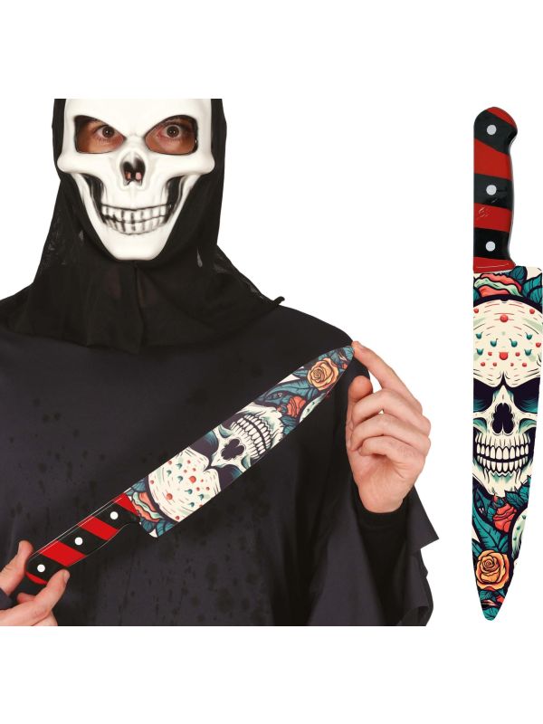 Schedel keukenmes 37 cm halloween