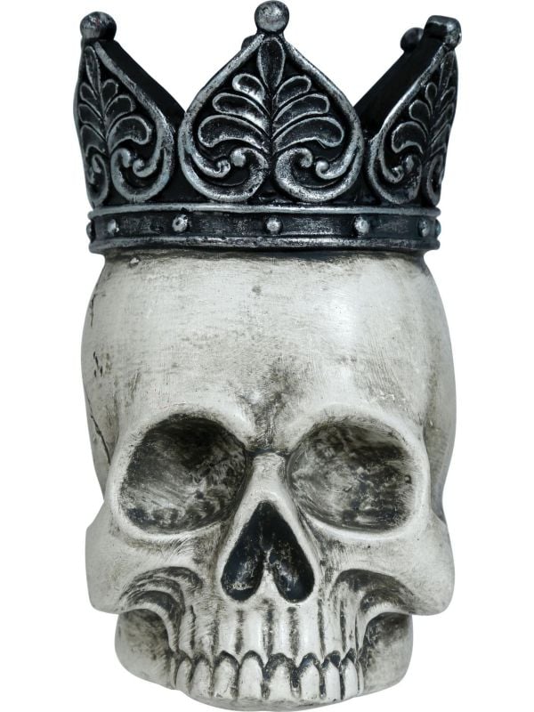 Schedel koning met kroon 14 x 11 cm halloween