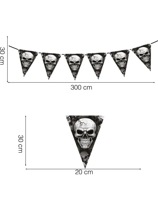 Schedel vlaggenlijn 3 meter halloween