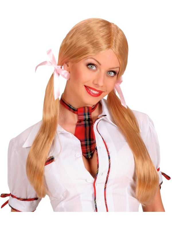 Schoolmeisje pruik blond