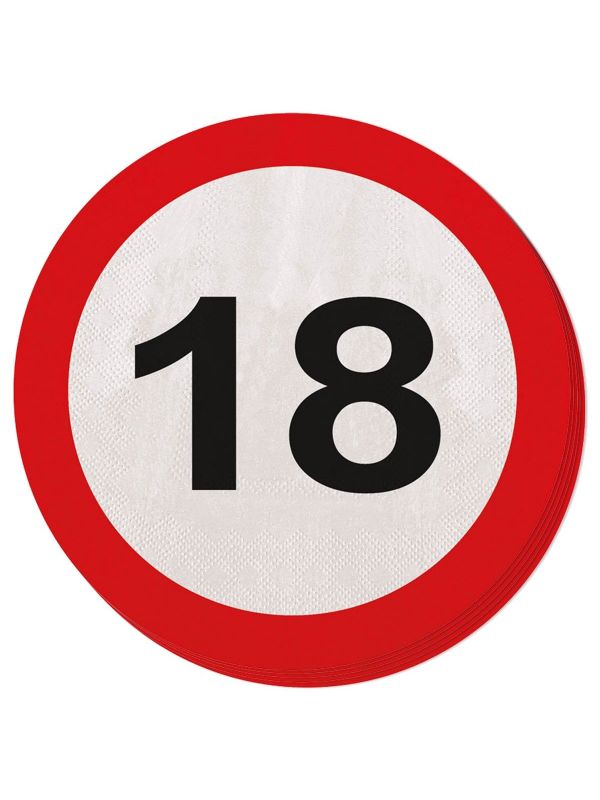 Servetten verkeersbord 18 jaar 20 stuks main product photo