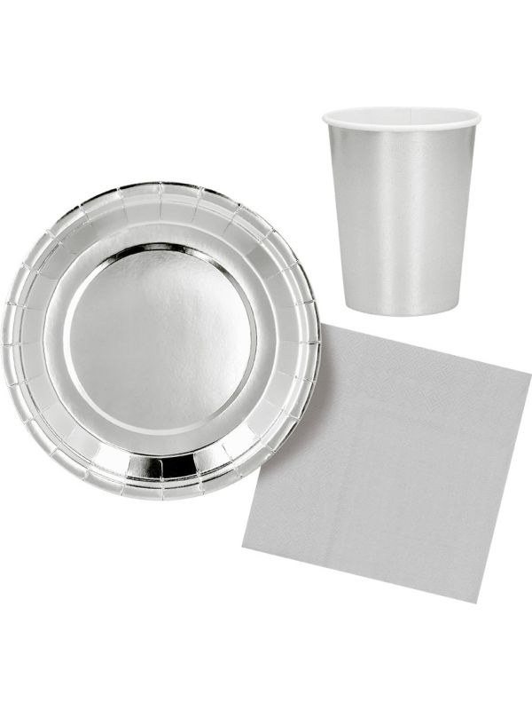 Servies Set Kinderfeestje Zilver 6 stuks