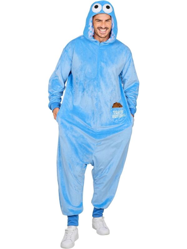 Sesamstraat Koekiemonster Onesie Blauw Volwassenen