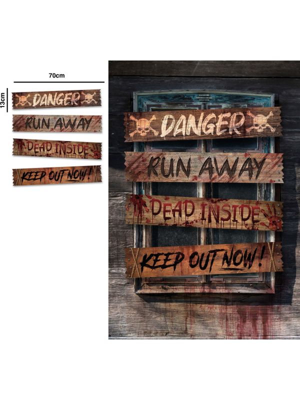 Set van 4 raam bedekkings posters 70 x 13 cm halloween