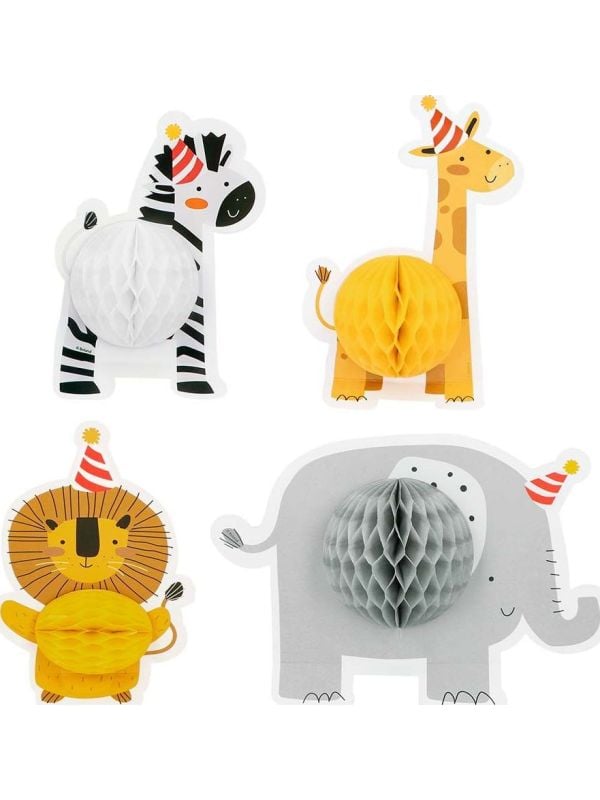 Set van 4 Safari Honingraat Tafeldecoraties
