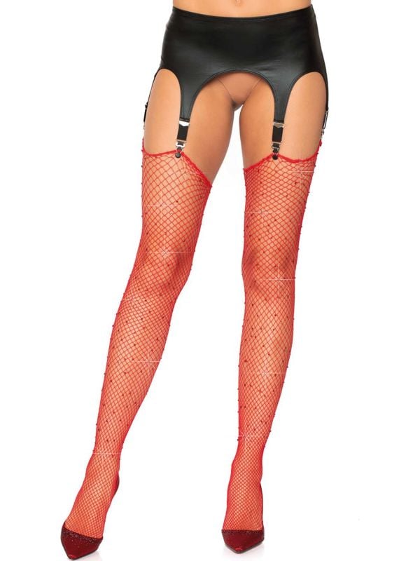Sexy glitter stockings met jarretel rood main product photo