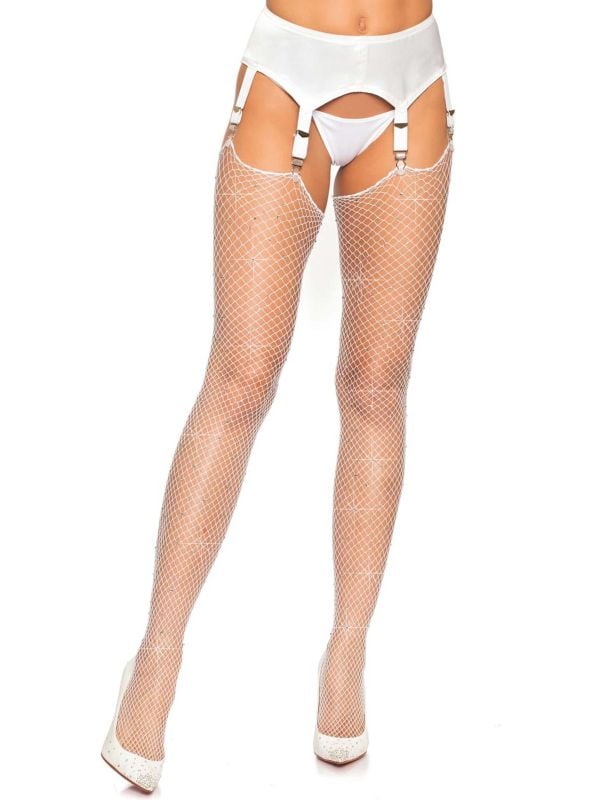 Sexy glitter stockings met jarretel wit main product photo