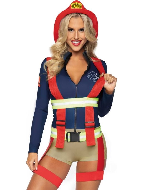 Sexy playsuit brandweervrouw