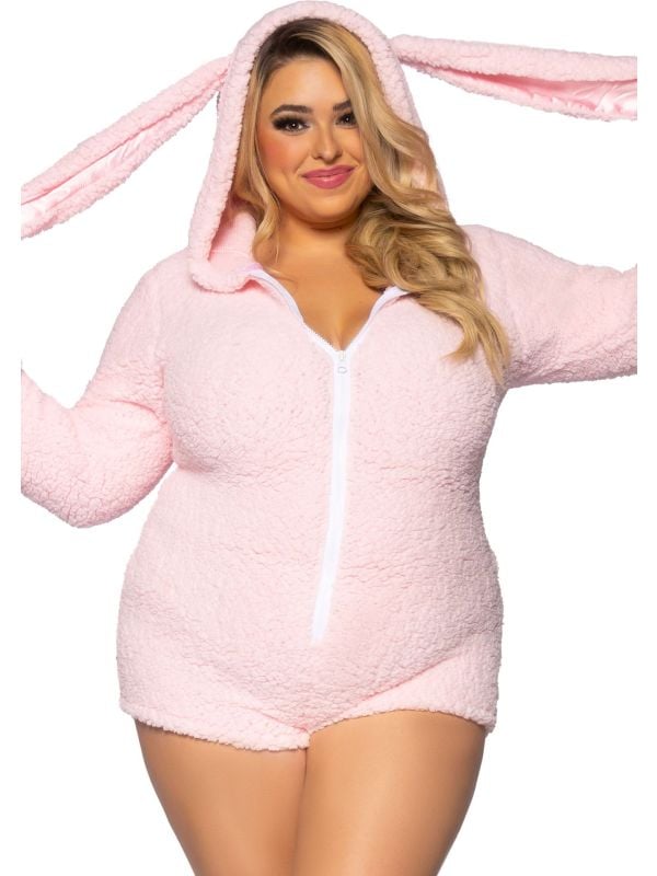 Sexy plus size konijn fleece outfit dames