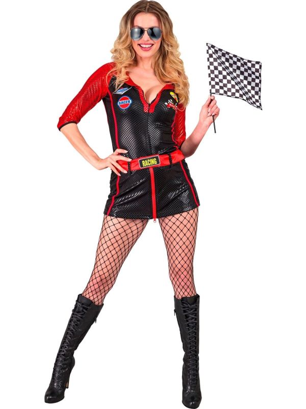 Sexy Racing Coureur Pak Zwart Rood Dames