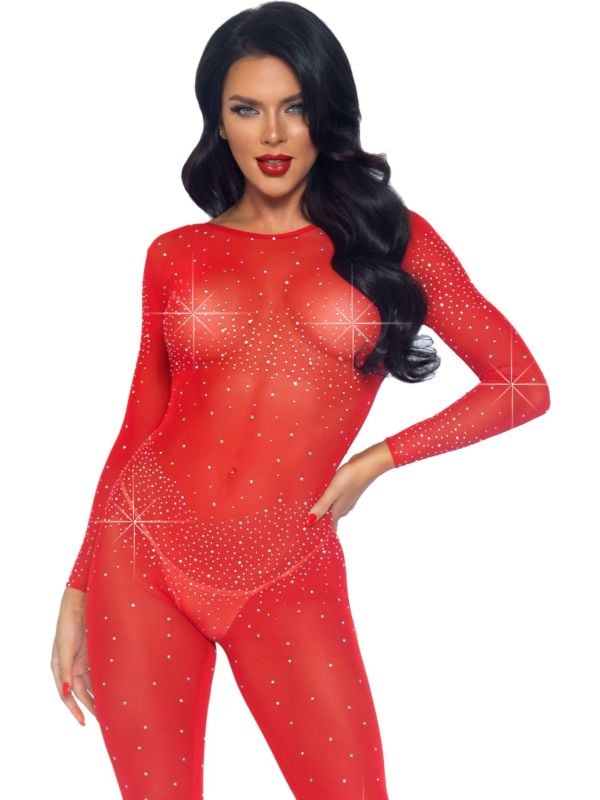 Sexy rode kristal catsuit main product photo