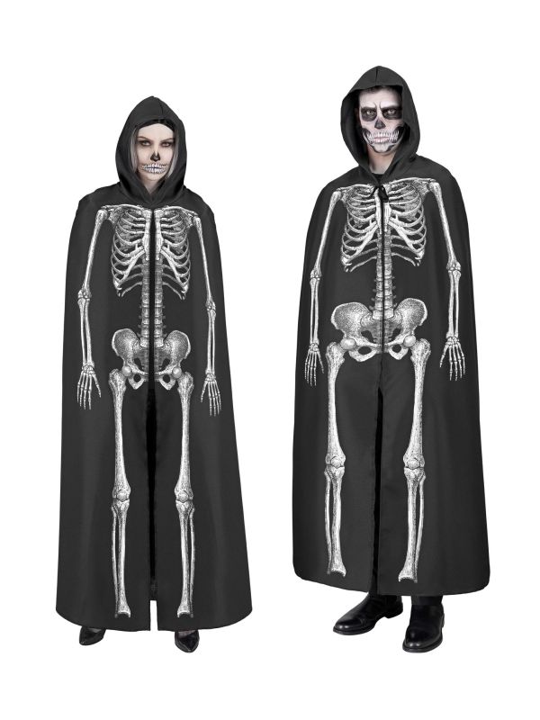 Skelet Halloween Mantel met Capuchon