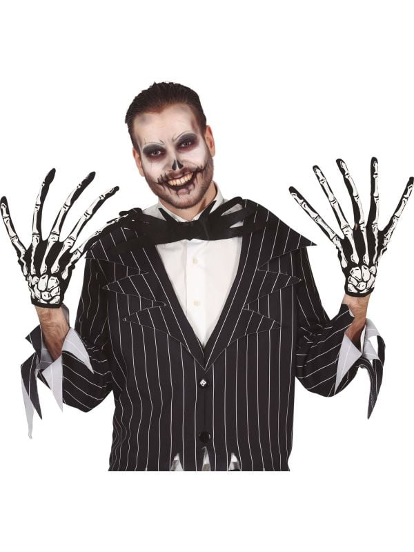 Skelet handschoenen met lange vingers halloween main product photo