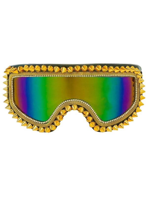 Skibril Goud met Meerkleurige Glazen en Stekels