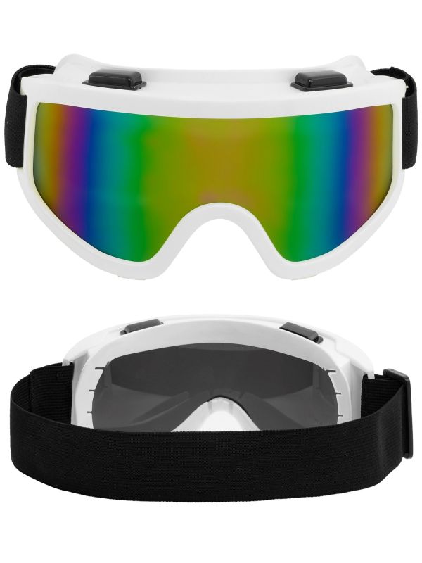 Skibril Wit met Meerkleurige Glazen