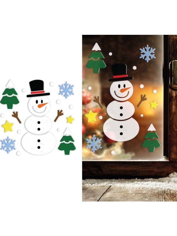 Sneeuwpop raam stickers gel kerst