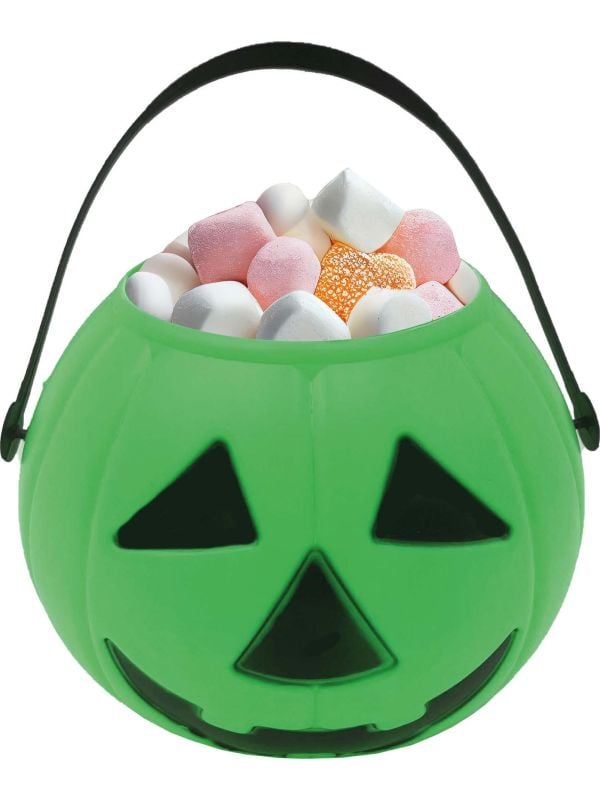 Snoepemmer pompoen groen 15 cm halloween