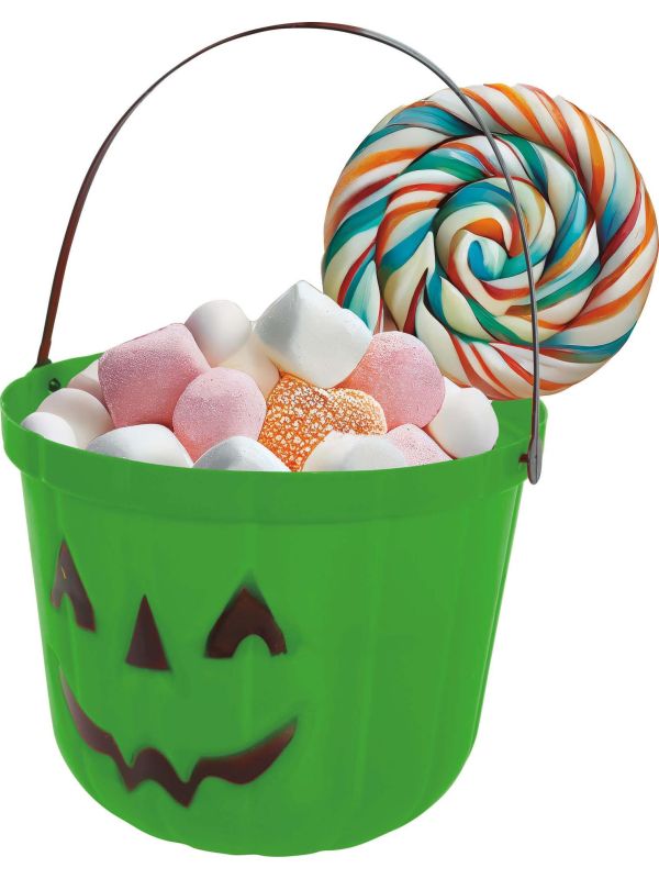 Snoepemmer pompoen groen 20 cm halloween