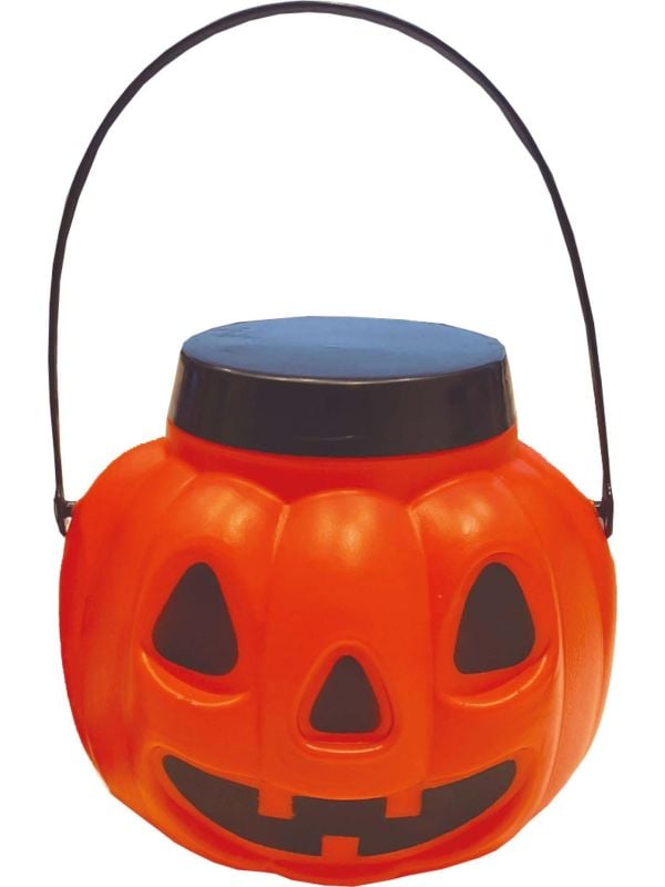 Snoepemmer pompoen met deksel 15 cm halloween