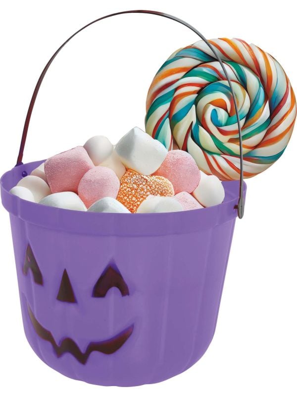 Snoepemmer pompoen paars 20 cm halloween