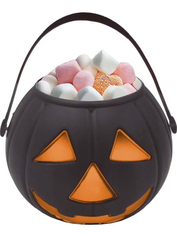 Snoepemmer pompoen zwart 15 cm halloween
