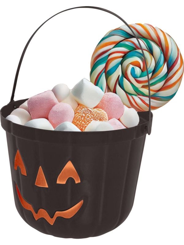 Snoepemmer pompoen zwart 20 cm halloween